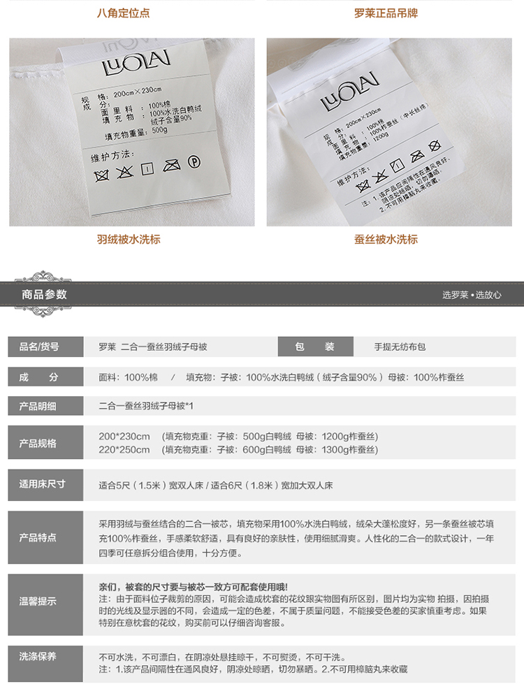 罗莱生活获得实用新型专利授权：“一种柔软防脏羽绒被”
