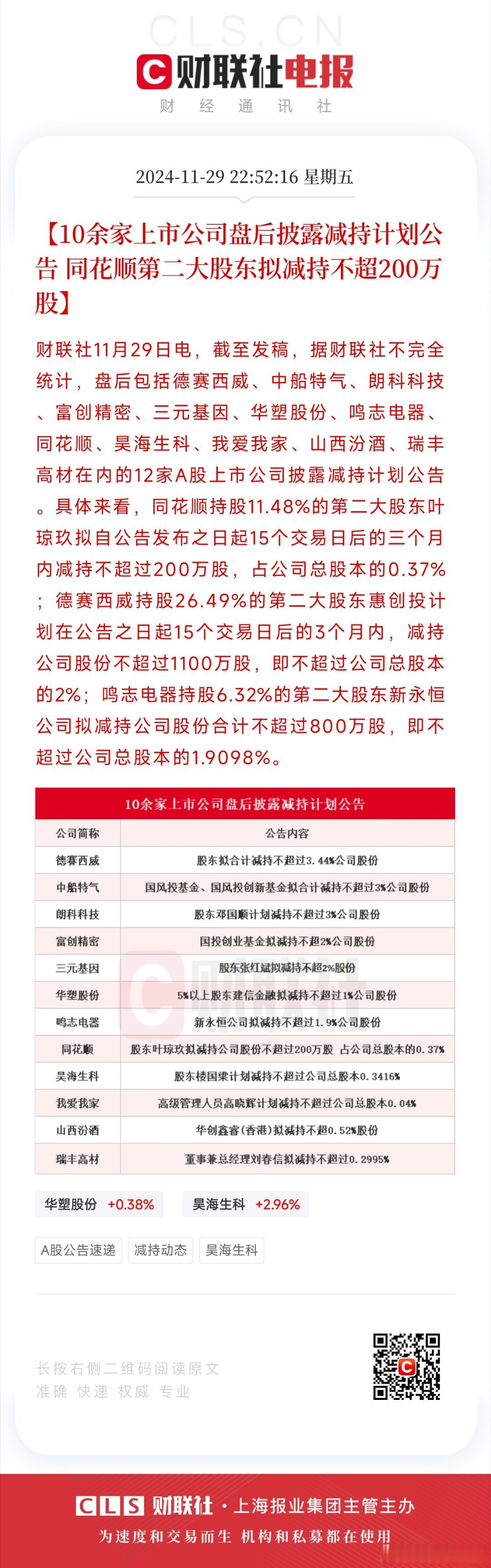 海螺水泥：公司2024年年度利润分配方案已于2025年5月29日经股东大会审议通过